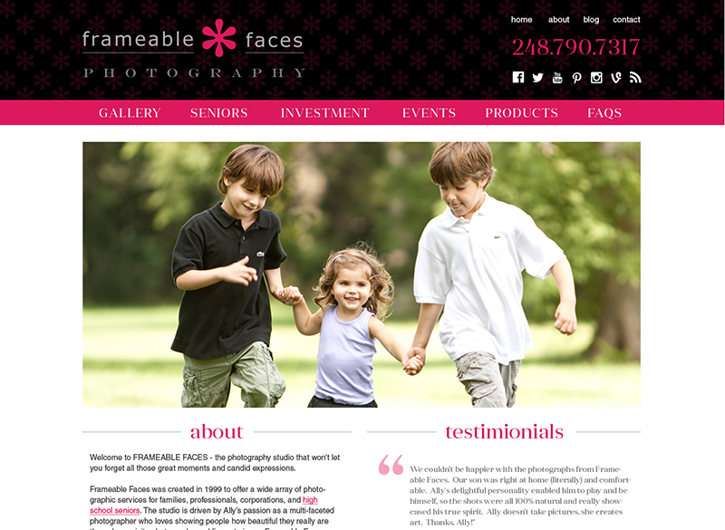 Frameable Faces homepage