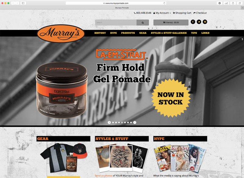 Murrays Pomade website homepage