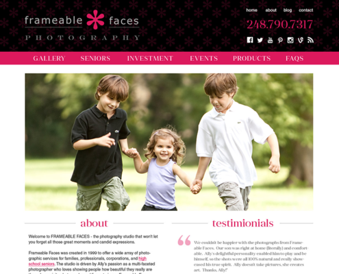Frameable Faces homepage